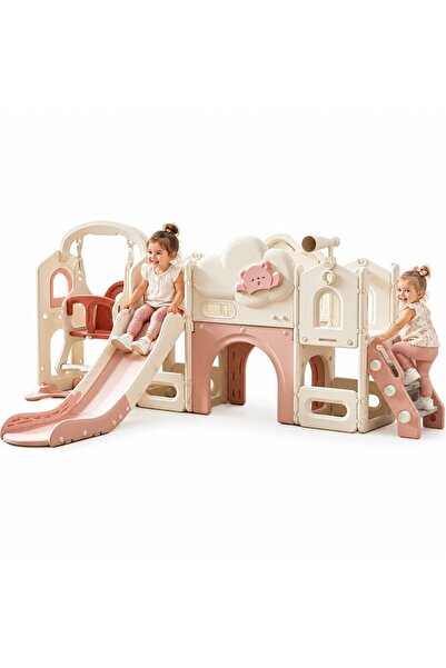 Nichiduta Garden Spatiu de joaca pentru copii Sky Bear 6 Pink/White, cu tobog...