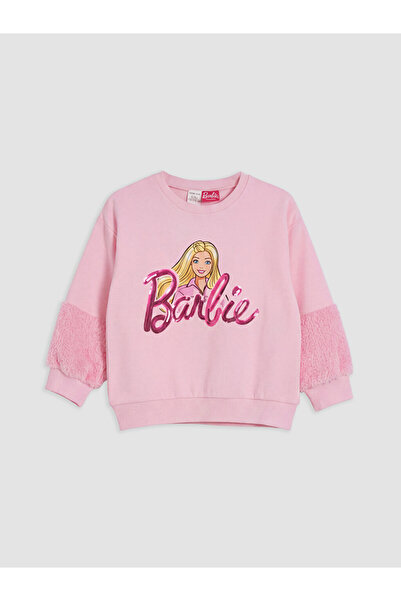 LC Waikiki Lcw Kids Pink 3 Thread Raster Printed Loose & Baggy Girls' Sweatsh...