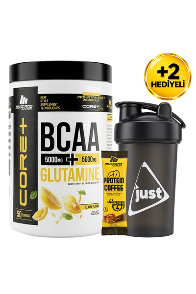 Mustang Nutrition Core+ BCAA + Glutamine 600 Gr Limon Aromalı 50 Servis + Sha...