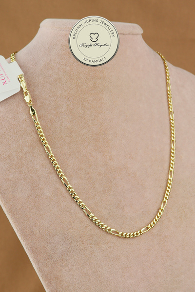 Keyifli Hayaller Xuping Kolye - Vip Xuping Damgalı Figaro Zincir 14K Gold 50c...