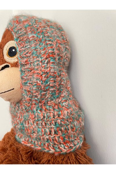 The Cloudish Shop Baby Kids Hand Knitted Knitted Neck Collar Beanie Balaklava Green Orange 0-2 Years Old