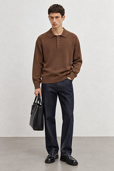 Manche Polo Collar Buttoned Men's Knit Sweater |   Mew5111328-1