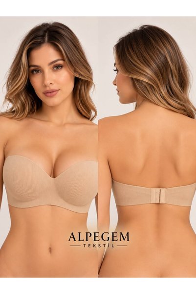 Alpegem Tekstil ALPEGEM Kadın Ten Straplez Premium Kalite Destekli C Cup Soft...