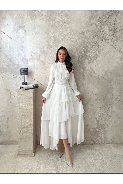 asyadabutik Kadın Kat Kat Detaylı Uzun Tül Düğün Nişan Nikah Davet Mezuniyet ...
