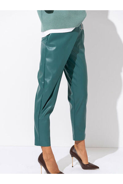 HERMOSA Pantaloni de damă din piele Rebeca Verzi 4305731163442