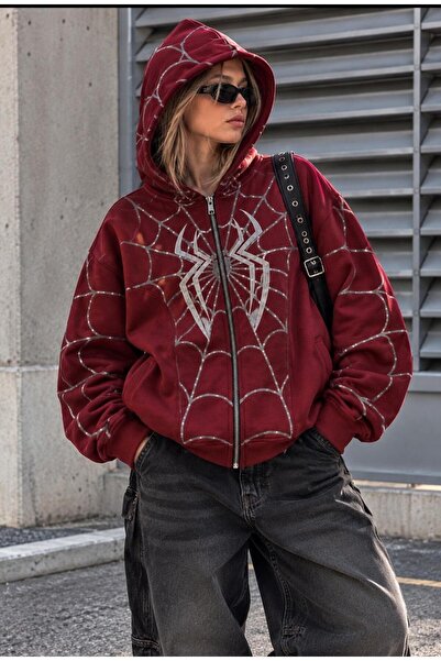 eyonnwear Örümcek Detay Sweatshirt 3 İplik Hırka