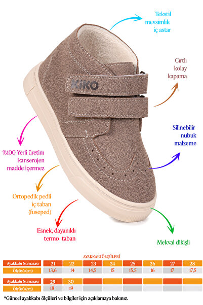 Kiko Kids Shapy Günlük Cırtlı Erkek Bebek / Çocuk Bot Ayakkabı