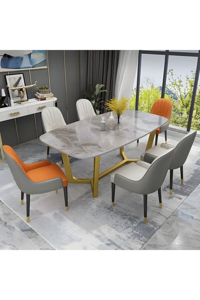 kold concept YMK8973 Modern Dikdörtgen Yemek Masası MDF Üstlü Metal Ayaklı