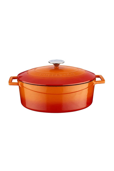 Lava Oval saucepan, cast iron, 29cm/4.67L, "Folk", Orange -