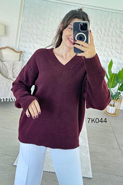 İnce Topuk V-Neck Knitwear Blouse 7K044