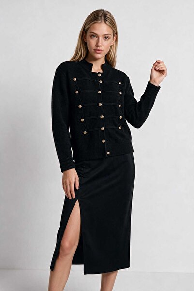 Lovelyİstanbul Buttoned Soft Knitwear Cardigan 4423 Lki̇0069 Black