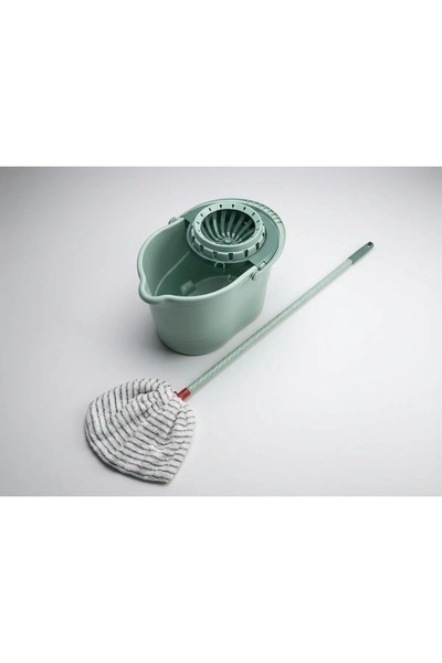 Qs Plastik Döner Sıkmalı Temizlik Seti – Mikrofiber Mop + Sap + Sıkma Hazneli...