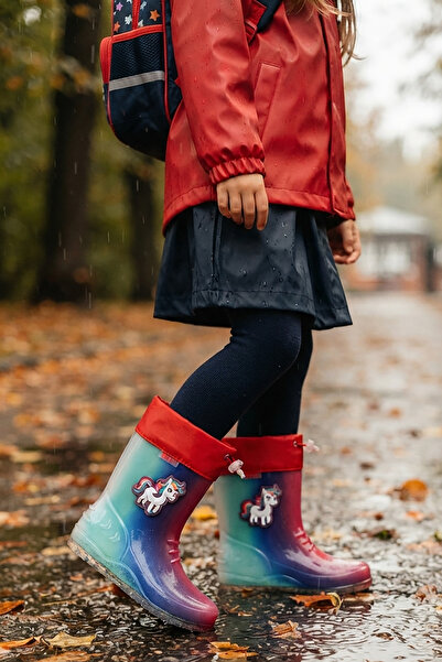 Kiko Kids Rainy Unicorn Su Geçirmez Kız Çocuk Yağmur Çizmesi