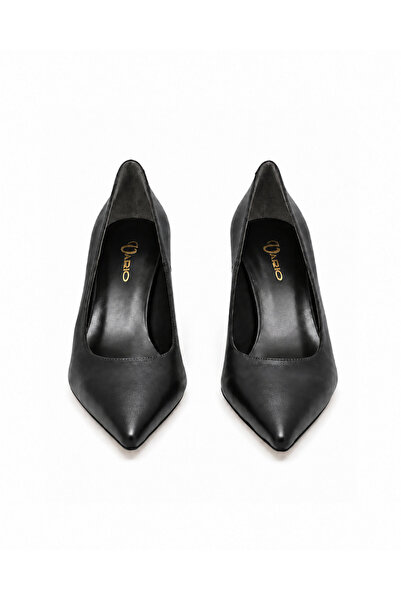 Vario Genuine Leather Women's Heeled Shoes 053 Black (Black)