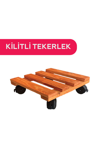 Killitli Tekerlekli, Doğal Ahşap Damacana, Saksı ve Tüp Altlığı - Çok Amaçlı Dekoratif Taşıma Standı