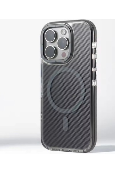 iPhone 15 Pro Max – Kutulu Karbon Fiber MagSafe Uyumlu Kılıfı Wireless Şarj Özellikli