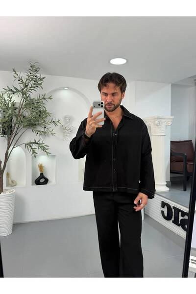 KN Model Dikiş Detaylı Boxy Fit Gömlek