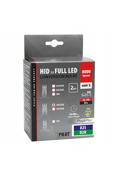 Lampa Becuri LED D2S D2R 35W 2 bucăți 8000lm 6000K
