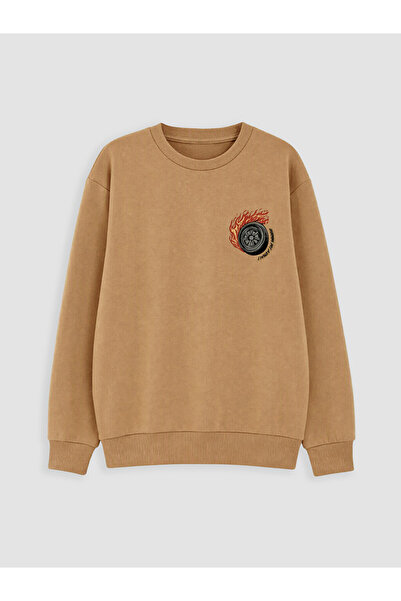LC Waikiki Bej Baskılı Erkek Çocuk Sweatshirt - W6IB21Z4-GBY | LCW