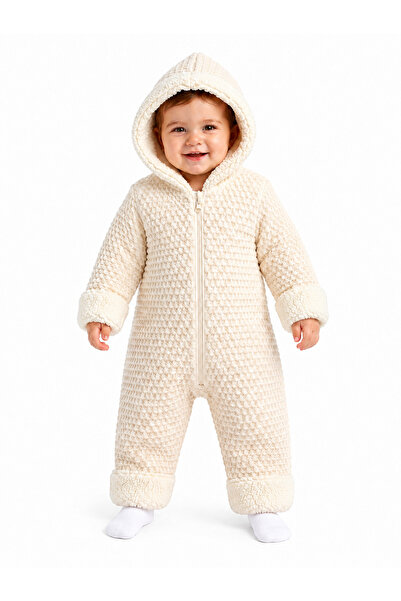 Chicsy Baby Tatlı Premium Örgü Dokulu İçi Peluşlu Bebek Kozmonot Tulum Kapüşo...