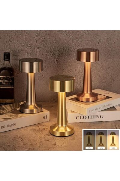 OneStore Portable LED Lamp 21 cm, Dimmable, Rechargeable, Wireless, gold
