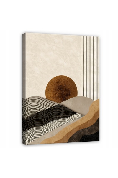 Wallarena TABLOU ABSTRACT ART DECO CU LINII BEJ PENTRU DORMITOR ȘI SUFRAGERIE...