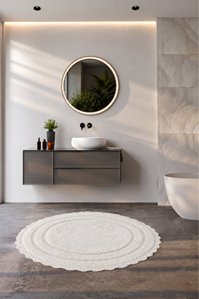 Çeyiz Diyarı Anna 100% Cotton Round Bath Mat 100 cm