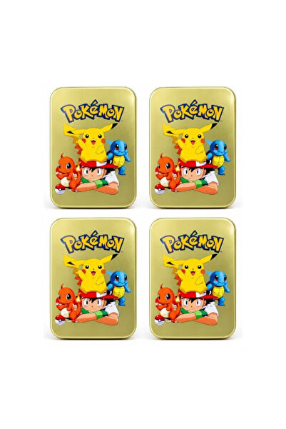 Generic Pack of 4. Pokémon Pikachu Metal Storage Tin Box with Lid – Rectangul...