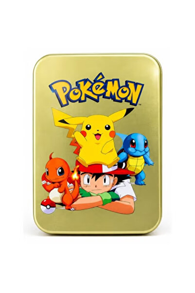 Generic Pokémon Pikachu Metal Storage Tin Box with Lid – Rectangular Golden C...