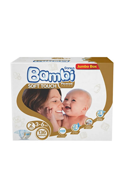 Sanita Bambi حفاضات بيست كير جامبو بوكس - مقاس 2، صغير 6-3 كجم، 136 حفاضة