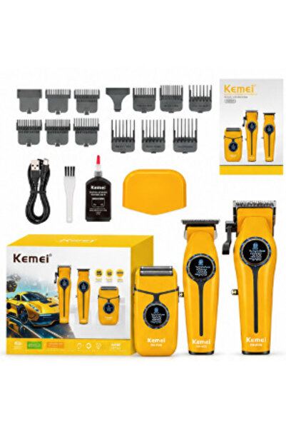 Mihai Kit profesional Kemei KM 8566 model 3-în-1: Mașină de tuns + Trimmer + ...