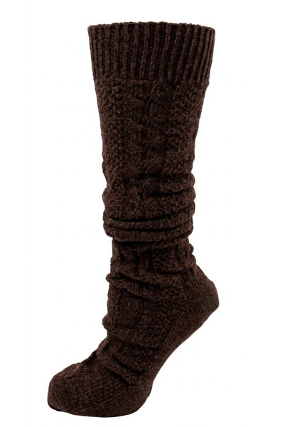 A CLASSE Winter Hair Knitted Knee-Length Women's Dark Brown Socks