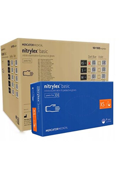 Mercator Medical Mănuși din nitril 100 bucăți Nitrylex Basic Albastru închis ...