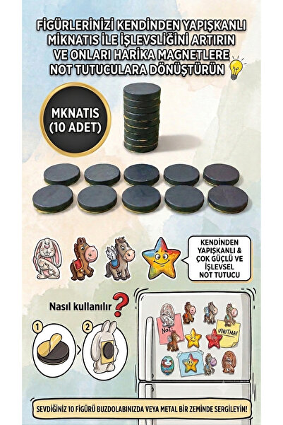 MİSSEHOME 10'lu Kendinden Yapışkanlı Mıknatıs - Taş Boyama Figürleri için Güç...