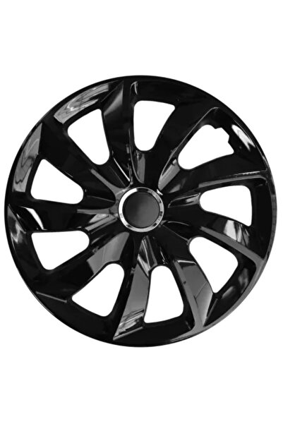 NRM Set de 4 capace de roată universale, negre, lăcuite, tip STIG, de 15 inch