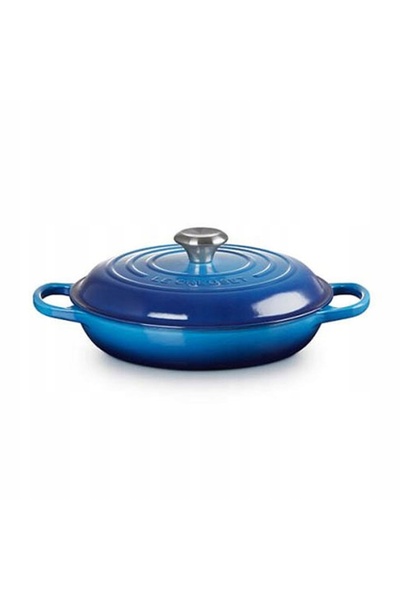 Le Creuset Brytfanna Gourmet Shallow 30 cm albastru-lucios