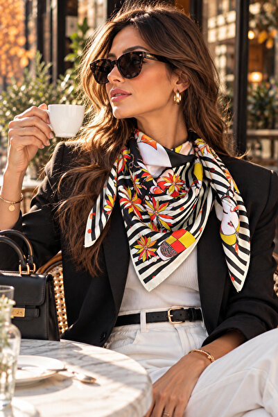Bolder Betty Black Flower Scarf 70*70 cm