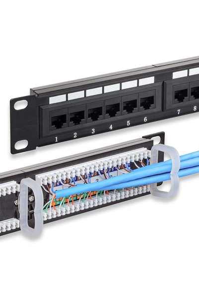 Generic 24-Port CAT6 Patch Panel Loaded, 1U Rack Mount Network Patch Panel fo...