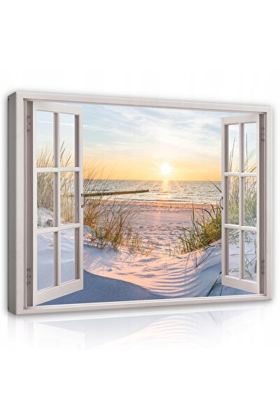 Wallarena Tablou OKNO 3D peisaj marin natură pe pânză 80x60