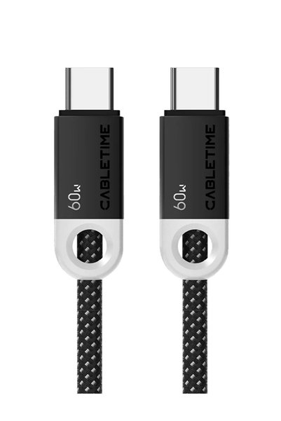 Cabletime Καλώδιο USB-C CT-CM60-PBW, 60W PD, 480Mbps, 0.25μ, μαύρο