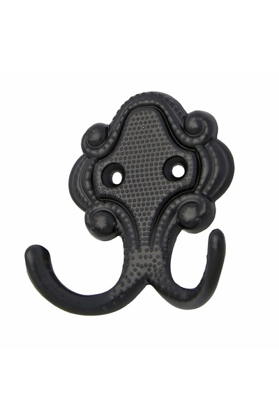OEM Cuier mobila cu 2 agatatoare, zamac, negru, pentru baie, dormitor, hol, p...