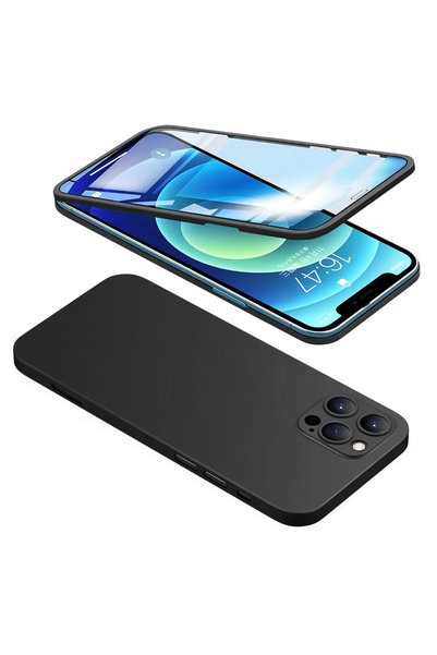 POWERTECH Θήκη & σκληρυμένο γυαλί 2.5D TGC-0003, iPhone 12 Pro Max, μαύρο
