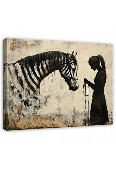 Wallarena TABLOU ABSTRACT BANKSY CU ZEBRA BEJ PENTRU DORMITOR, SUFRAGERIE, PE...