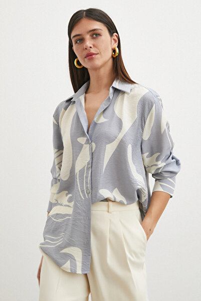 NEVERMORE V-neck modal shirt anthracite