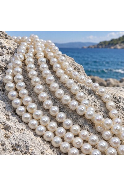 Yasamtohumu Pearl String White 10 mm – Natural Texture Royal Series (63302)
