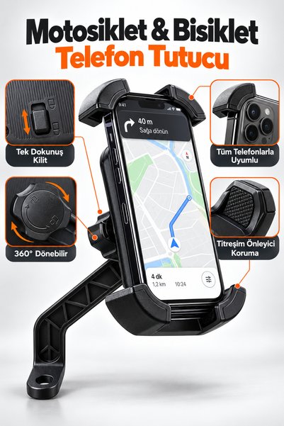 ADR Phone Accessories حامل هاتف للدراجات النارية مع مرآة قابلة للربط 360 درجة...