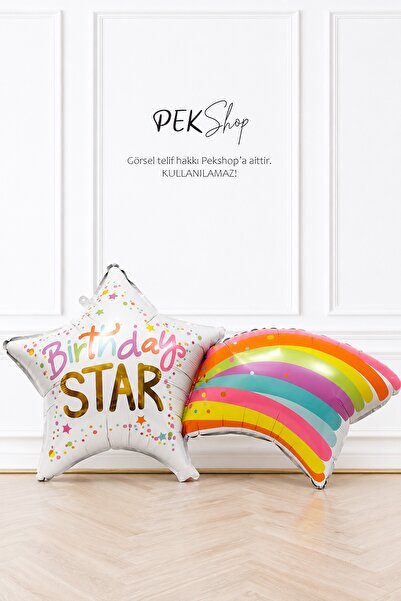 PEKSHOP Birthday Star Written Shooting Star Foil Balloon