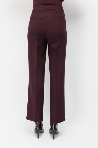 Ekol Kadın Yan Cepli Bol Paça Pantolon Mürdüm