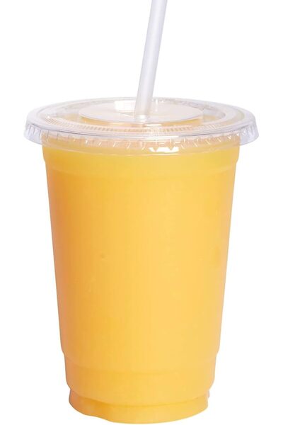 Gusto Comfy Package 16PETWLIDS Clear Plastic Cups With Flat Lids, 100 Sets-16 oz