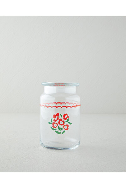 English Home Bright Parade Cam Kavanoz 880 ml Kırmızı - Beyaz